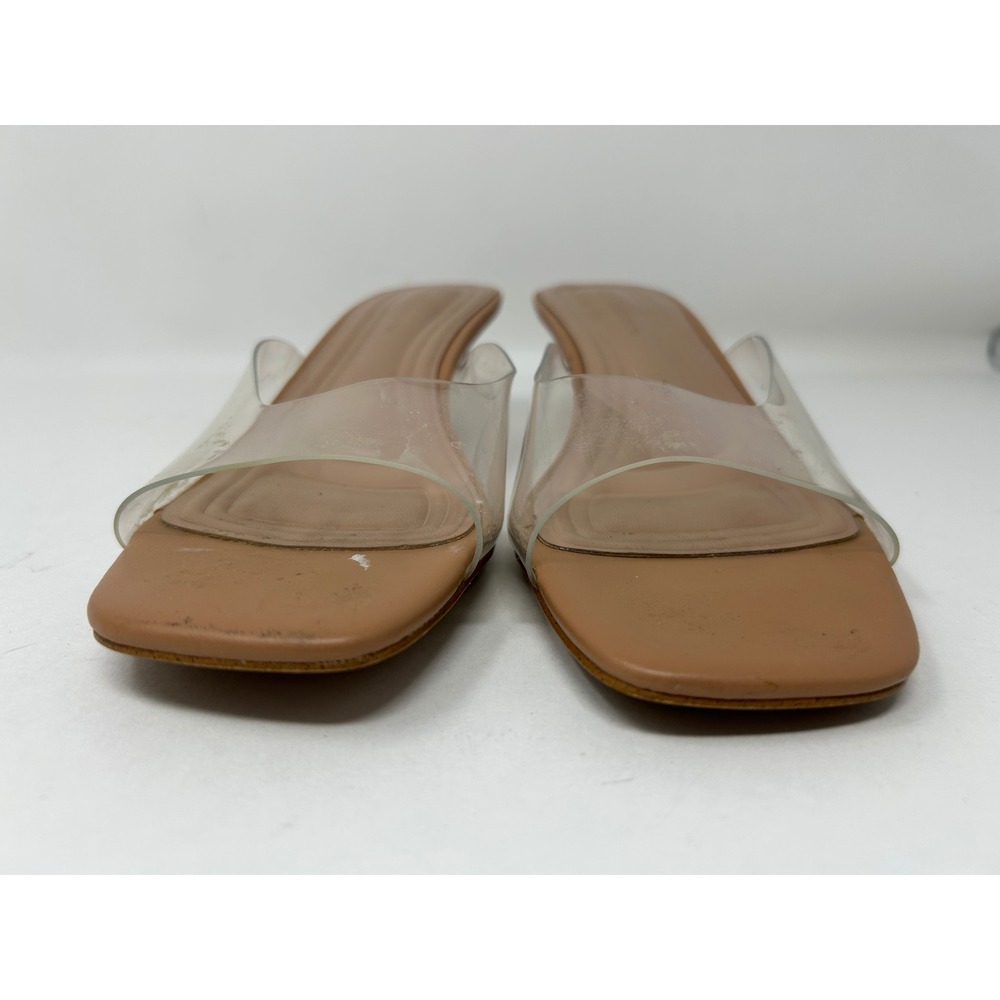 BCBGeneration Inika-2 Tan Clear PVC Square Toe Kitten Heel Slide Sandals Sz 9.5 - Picture 5 of 9